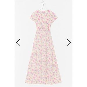 Nasty Gal Pink Floral Flowing Wrap Maxi Dress Sz 2